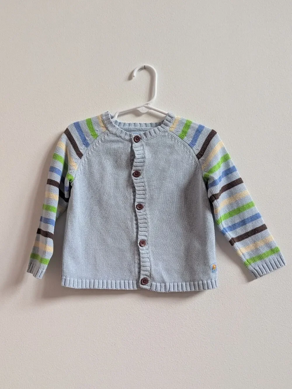 Vtg Y2K Tiny Tilia 12-18m Blue Sweater Cardigan Stripe Preppy Avon